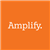Orange square with white word Amplify. in center