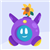light blue square with purple monster inside